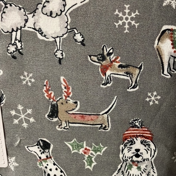 NEW QUEEN CYNTHIA ROWLEY FESTIVE DOGS POODLES, DALMATIONS, W/ HOLLY SHEET SET - Picture 4 of 8
